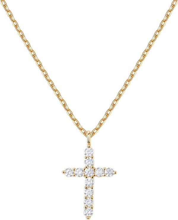 PAVOI 14K Gold Plated Cubic Zirconia Cross Necklace for Women | Cross Faith Pendant Necklaces - Image 2