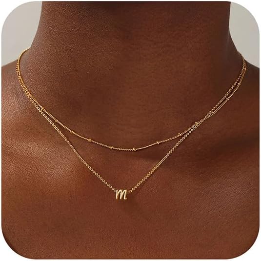 Yoosteel Layered Initial Necklaces for Women Teen Girls Trendy - Dainty Gold/Silver Letter A-Z Stack Initial Necklace Birthday Personalized Gifts for Women Jewelry - Image 2