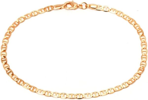 Barzel 18K Gold Plated Flat Marina Link Anklet for Women - Made In Brazil - Image 2