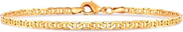 Barzel 18K Gold Plated Flat Marina Link Anklet for Women - Made In Brazil - Image 4