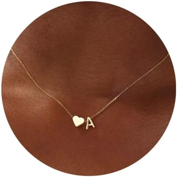 Turandoss Gold Heart Initial Necklace for Women Teen Girls - 18K Gold Plated Letter A-Z Pendant Necklace Dainty Heart Necklaces Tiny Initial Necklaces Birthday Gifts for Women Jewelry - Image 2