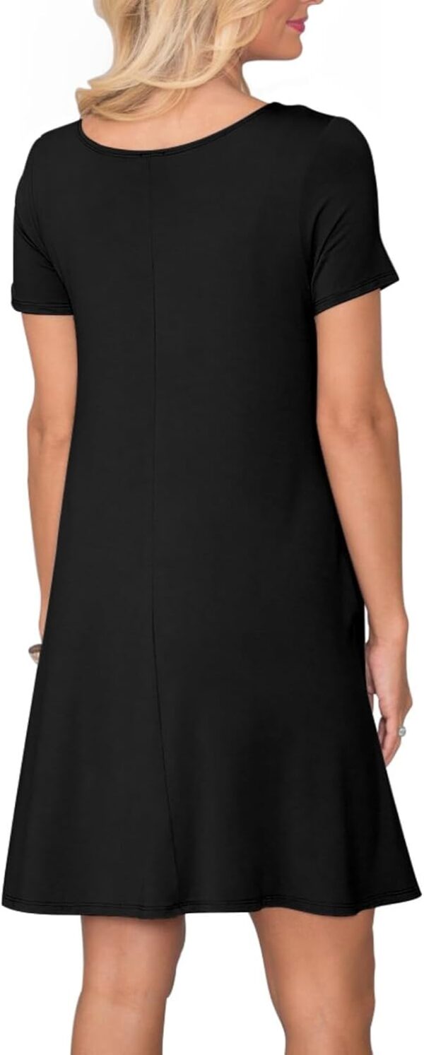 Women's Casual T Shirt Dress Summer Short Sleeve Swing Dresses with Pockets - Image 4