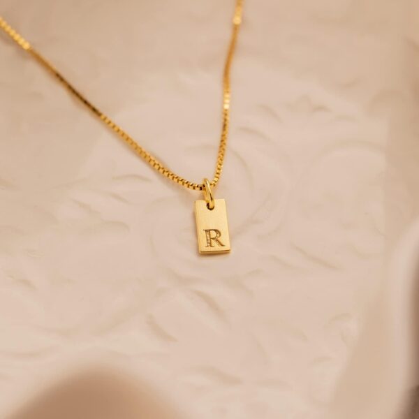 Initial Necklaces for Women 14K Gold Plated Letter Necklace Dainty Gold Name Necklace Personalized Initial Tag Pendant Necklace for Women Trendy Gold Jewelry - Image 7