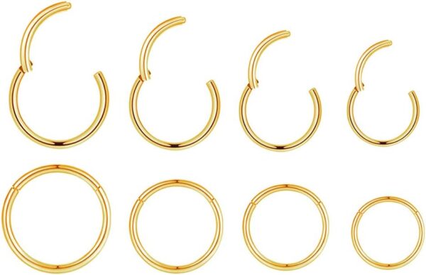 4Pairs/Pcs 18G Surgical Steel Hinged Clicker Segment Nose Rings Hoop Helix Cartilage Daith Tragus Sleeper Earrings Body Piercing for Women Men 6mm 8mm 10mm 12mm - Image 2