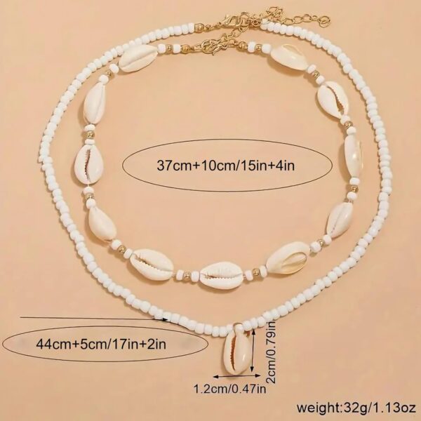 Nackiy Handmade Sea Shell Necklace for Women Summer Adjustable Natural Shell Collar Necklace (Beige Braided Rope) - Image 8