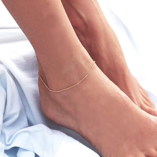 MEVECCO Anklet for Women Gold Chain 14K Gold Plated Dainty Boho Beach Summer Simple Foot Jewelry Ankle Bracelet - Image 3