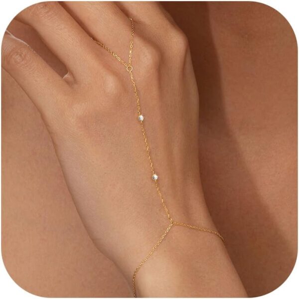 Gold Bracelets for Women Trendy,14K Real Gold Plated Dainty Stackable Paperclip Cuban Link Chain Bracelets,Cuff Bracelets Jewelry Set Adjustable 7"+2" - Image 2