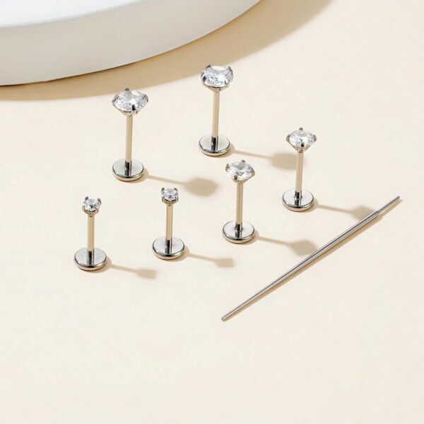 20G Flat Back Earrings Stud G23 Titanium Threadless Tragus Labret Cartilage Lip Medusa Conch Body Piercing Jewelry Hypoallergenic for Women Men - Image 7