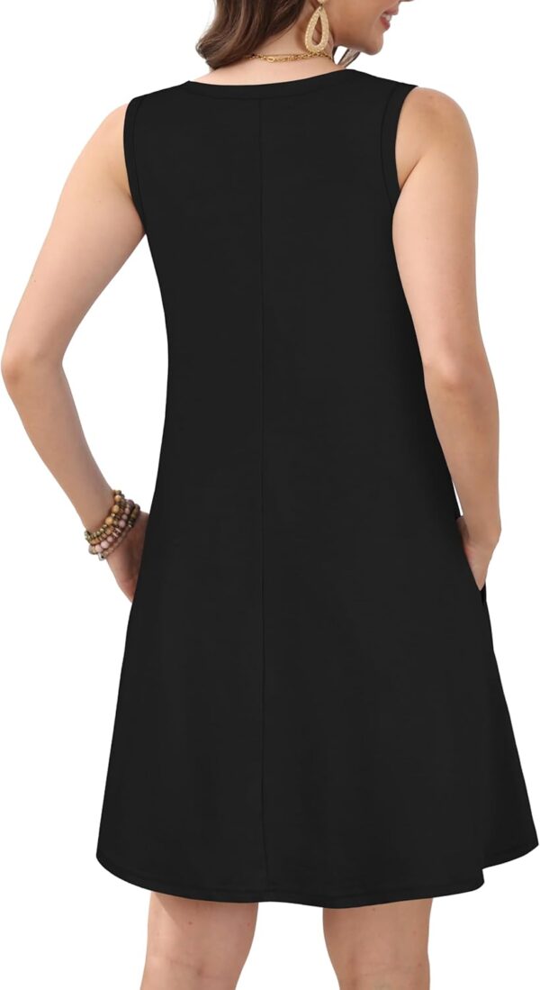 Womens Summer Dresses Casual Sleeveless Tshirt Sundress Beach Cover Up with Pockets Loose Tank Dress - Image 7