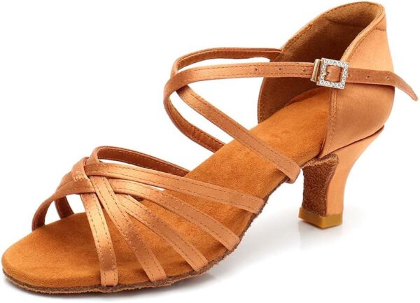 RoseMoli Women's Latin Dance Shoes Satin Professional Ballroom Salsa Practice Performance Dance Shoes - Image 2