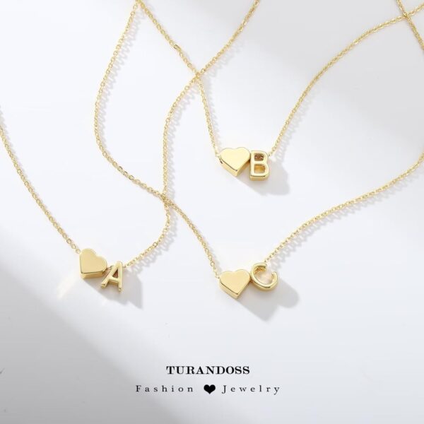 Turandoss Gold Heart Initial Necklace for Women Teen Girls - 18K Gold Plated Letter A-Z Pendant Necklace Dainty Heart Necklaces Tiny Initial Necklaces Birthday Gifts for Women Jewelry - Image 7