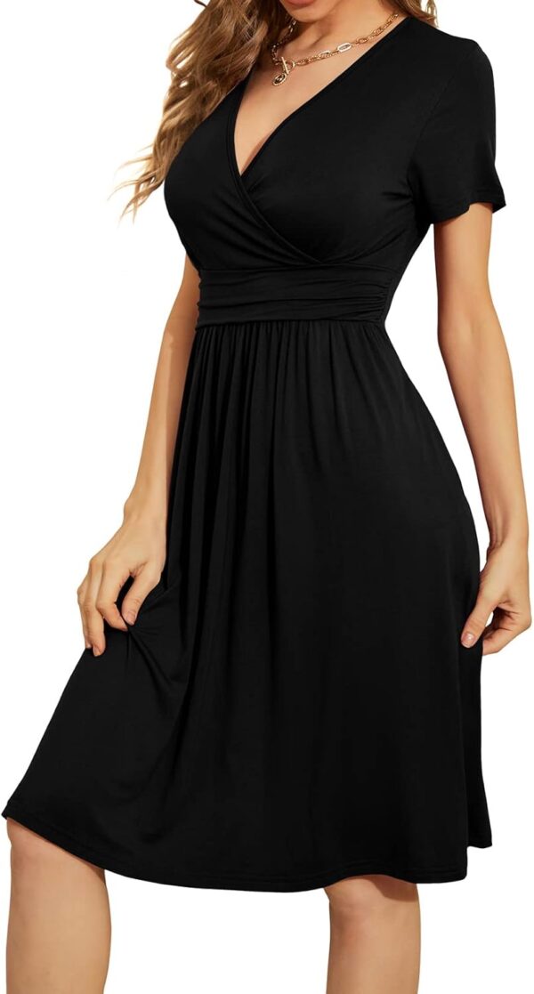 WEACZZY Women's Summer Short Sleeve Casual Dresses V-Neck Floral Party Dress with Pockets - Image 3