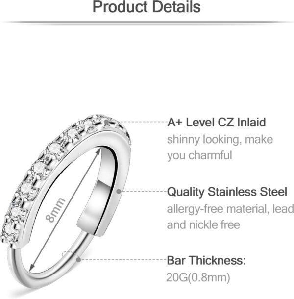 Mayhoop 20g Stainless Steel Nose Rings Hoop L Shape Nose Studs Nose Screw Bone Silver Rose Gold Black Rainbow Pack for Women Men 28Pcs - Image 3