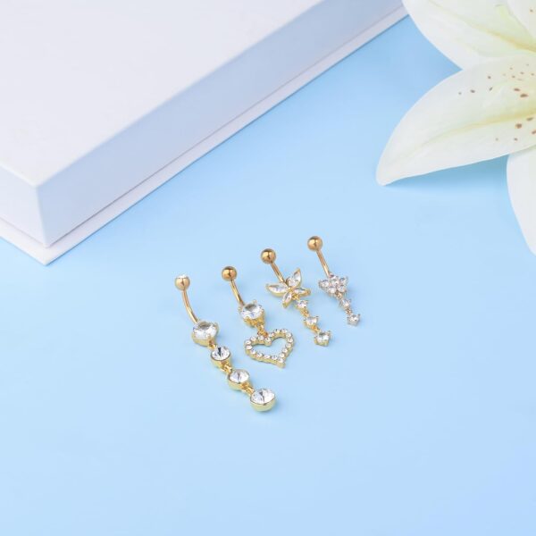 LEE&RO Belly Button Ring Dangle Stainless Steel Belly Rings 14G Belly Button Piercing Cute Navel Ring Belly Piercing Jewelry - Image 4