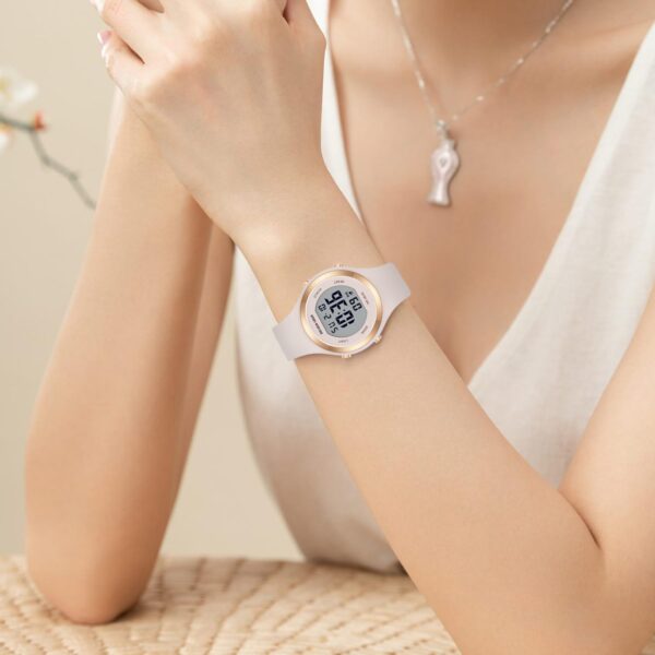 GOLDEN HOUR Waterproof Sport Women's Digital Chronograph Silicone Strap Watch - Image 7