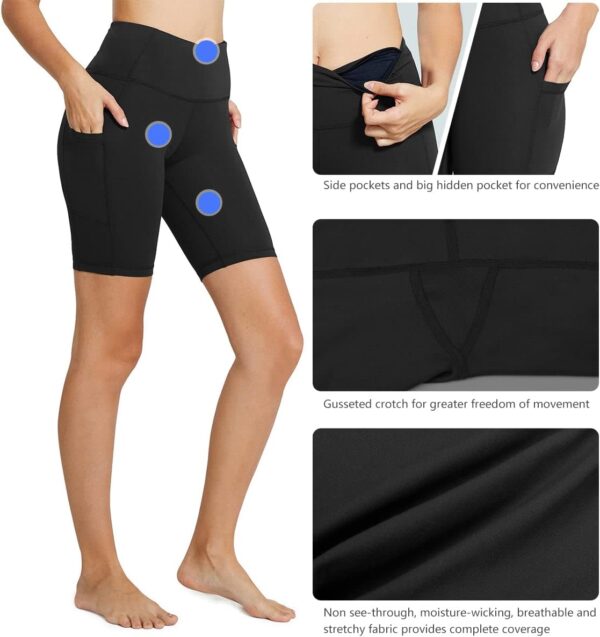 baleaf Women's 8"/ 5"/ 3" Biker Shorts High Waist Yoga Workout Gym Running Volleyball Spandex Shorts with Pockets - Image 5