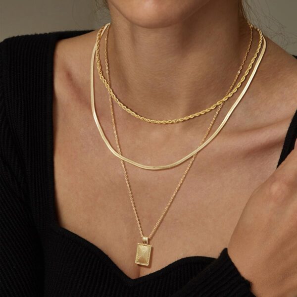 Layered Gold Silver Necklaces for Women, Stackable Stack 14K Real Gold Plated Silver Chain Necklace Diamond Circle CZ Layering Pendant Necklaces Trendy Gold Jewelry Set Gifts - Image 5