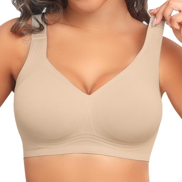 PoseFree Womens Seamless Wireless Supportive Bra Push Up Comfort Soft No Underwire Full Coverage T-Shirt Bra - Image 2