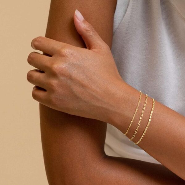 Gold Bracelets for Women, 14K Dainty Gold Plated Stackable Bracelets for Women Trendy Waterproof CZ Tennis Bracelet Set Tiny Heart Paperclip Box Chain Adjustable Bracelets Minimalist Cute Jewelry - Image 3