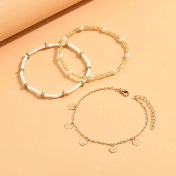 Shell Ankle Bracelet Set for Women, Gold Boho Bead Adjustable Anklet, Hawaiian Beach Seashell Pearl Heart Starfish Conch Foot Jewelry Gifts - Image 6