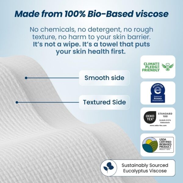 Clean Skin Club Clean Towels XL™, 100% USDA Biobased Face Towel, Disposable Face Towelette, Eczema Association Accepted, Makeup Remover Dry Wipes, Ultra Soft, 50 Ct, 1 Pack - Image 11