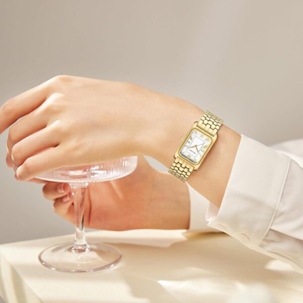 Watches for Women Vintage Bracelet Roman Dial Rectangular Case Gold Watch Waterproof with Tools - Image 7