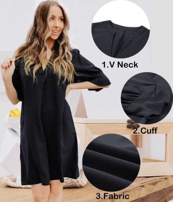 QACOHU Summer Dresses for Women V Neck Ruffle Short Sleeve Casual Shift Dress - Image 9