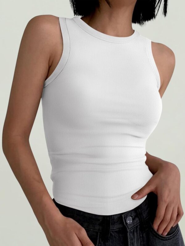 ANRABESS Womens Sleeveless High Neck Tank Tops Fashion Summer Casual Basic Slim Fit Ribbed Racerback Top Shirt Clothes - Image 3
