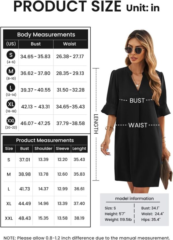 QACOHU Summer Dresses for Women V Neck Ruffle Short Sleeve Casual Shift Dress - Image 6