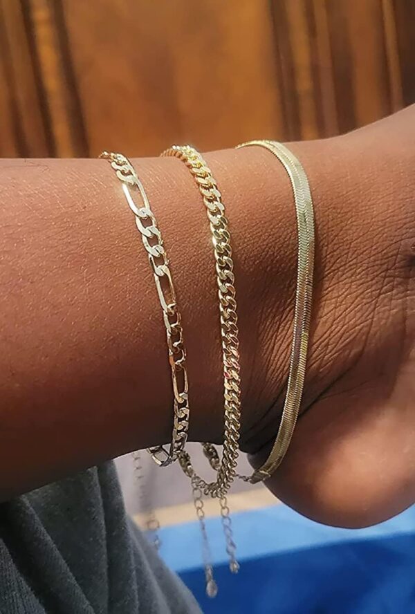 DEARMAY Gold Ankle Bracelets Set for Women Waterproof, 14K Gold Anklets for Women Cuban Link Layered Pack Jewelry Gift - Image 6