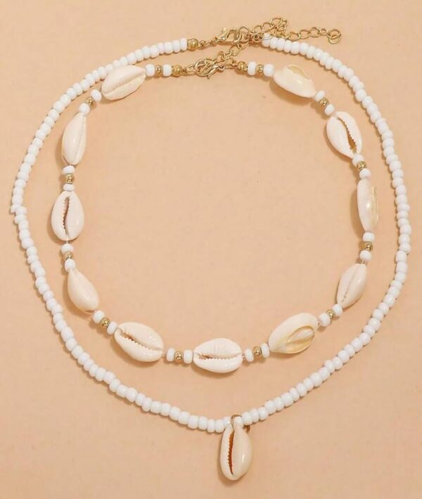 Nackiy Handmade Sea Shell Necklace for Women Summer Adjustable Natural Shell Collar Necklace (Beige Braided Rope) - Image 6