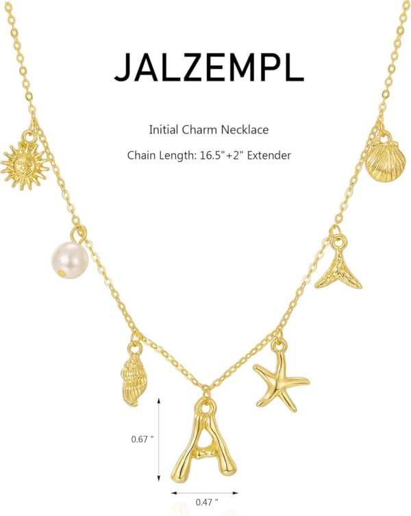 Initial Charm Necklace For Women Shell Letter Necklaces Gold Charms Pendant Boho Summer Seashell Beach 14k Starfish Surfer Jewelry Gifts - Image 7