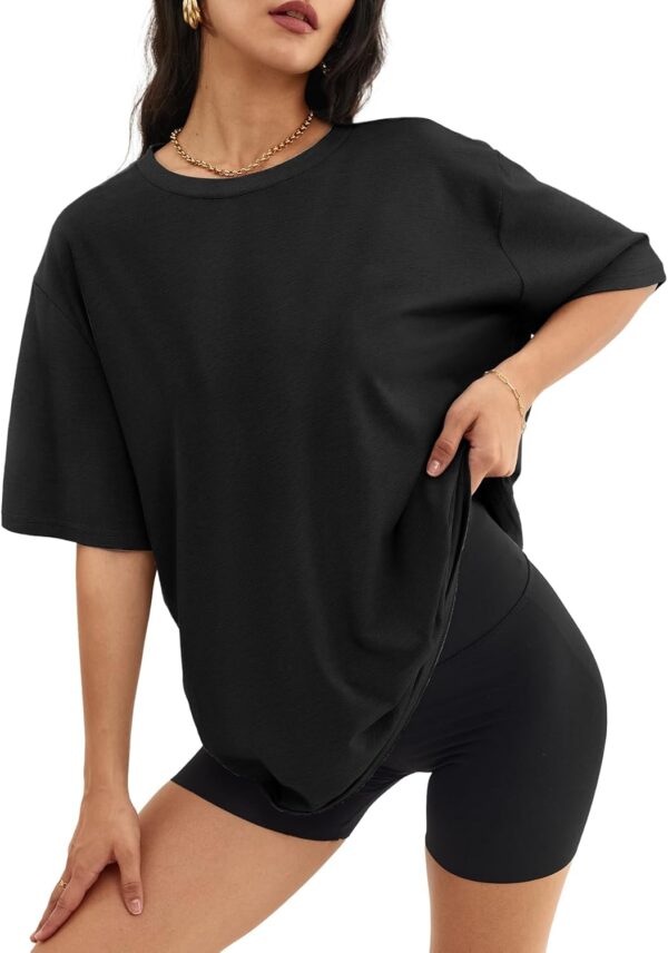 ATHMILE Womens Oversized T Shirts Loose Fit Crewneck Short Sleeve Tops Summer Casual Blouse Y2K 2025 Basic Tee Beach - Image 2