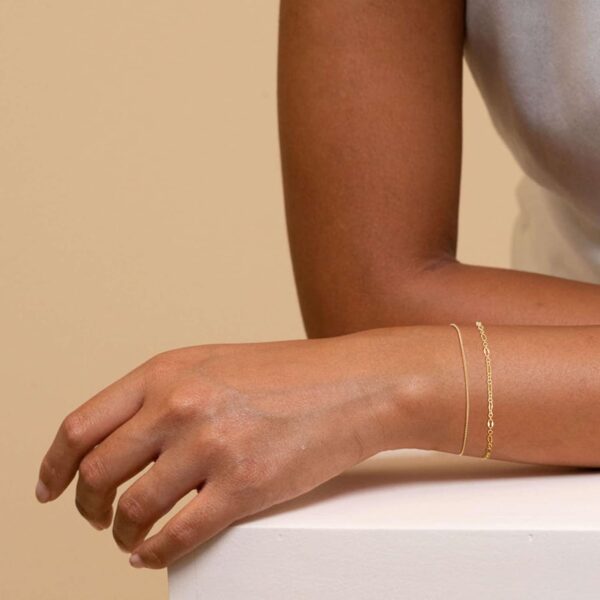 Gold Bracelets for Women, 14K Dainty Gold Plated Stackable Bracelets for Women Trendy Waterproof CZ Tennis Bracelet Set Tiny Heart Paperclip Box Chain Adjustable Bracelets Minimalist Cute Jewelry - Image 4