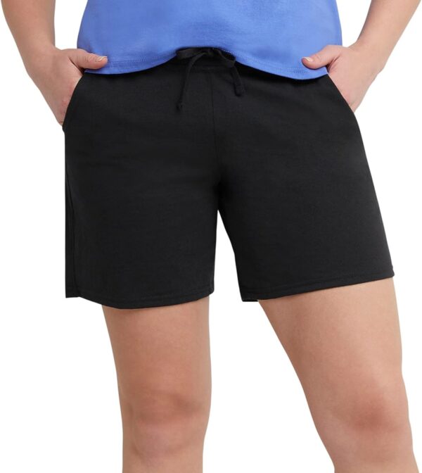 Hanes Women's Jersey Pocket Shorts, Drawstring Cotton Jersey Shorts, 7" Inseam - Image 2