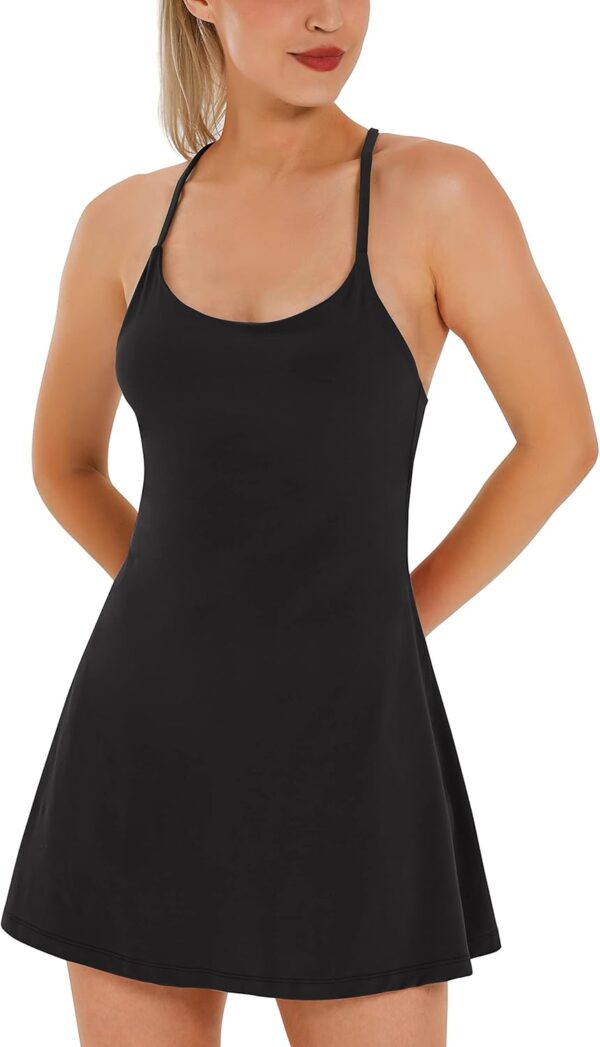 Womens Tennis Dress, Athletic Dress with Built-in Bra & Shorts Pockets Summer Dresses for Women Golf Outfits for Workout - Image 2