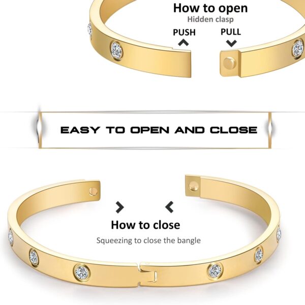 Gold Bracelets for Women Friendship Love Bangle Bracelets Cubic Zirconia Stainless Steel Bracelet Jewelry Birthday Gifts for Women Stocking Stuffers - Image 5