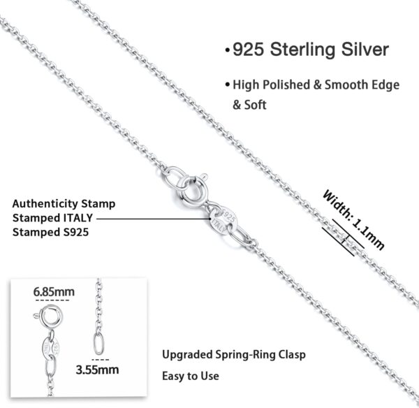 Jewlpire 925 Sterling Silver Chain Necklace Chain for Women 1.1mm Cable Chain Necklace Upgraded Spring-Ring Clasp - Thin & Sturdy - Italian Quality 16/18/20/22/24 Inch - Image 6