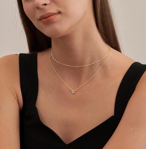 Tewiky Diamond Necklaces for Women, Dainty 14k Gold/Sterling Silver Choker Necklace Simple Gold Plated CZ Jewelry Necklaces for Women Trendy Gifts - Image 4