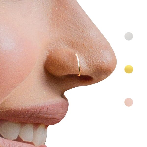 Small Gold Nose Ring Hoop for Women, Tiny Thin 14k Gold Filled Nose Piercing Hoop Jewelry 7mm 22G - Image 2