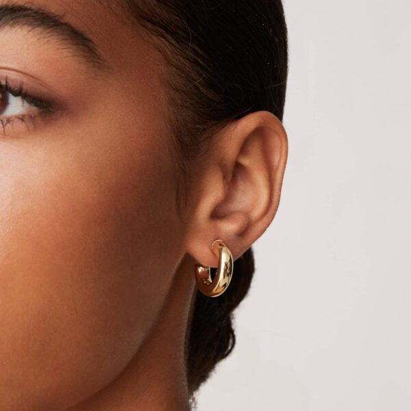 PAVOI 14K Gold Plated Lightweight Chunky Open Hoops for Women | Trendy Gold Hoop Earrings - Image 3