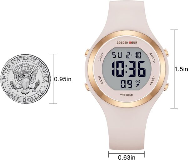 GOLDEN HOUR Waterproof Sport Women's Digital Chronograph Silicone Strap Watch - Image 6