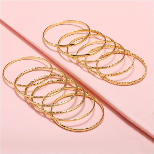 16Pcs Gold Bangle Bracelets for Women - Multi Layer Stackable Textured Bracelets Boho Jewelrys Set. - Image 7