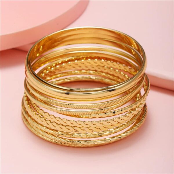 16Pcs Gold Bangle Bracelets for Women - Multi Layer Stackable Textured Bracelets Boho Jewelrys Set. - Image 6