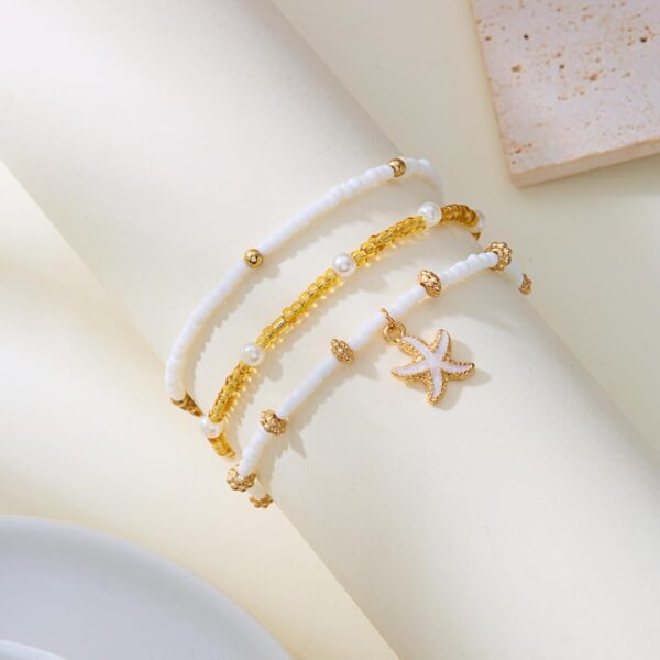 Bead Ankle Bracelets Set For Women, Adjustable Gold Boho Shell Anklet, Hawaiian Beach Seashell Pearl Disc Starfish Conch Foot Jewelry, Summer Fashion Gifts - Image 7