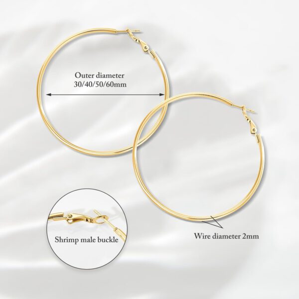 4 Pairs Silver Gold Hoop Earrings for Women | 14K Gold Plated Hoop Earrings Set Hypoallergenic Earring Lightweight Dangle Earrings Set - Image 6