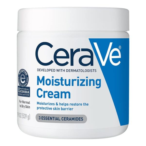 CeraVe Moisturizing Cream, Body and Face Moisturizer for Dry Skin, Body Cream with Hyaluronic Acid and Ceramides, Daily Moisturizer, Oil-Free, Fragrance Free, Non-Comedogenic, 19 Ounce - Image 2