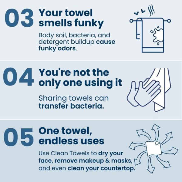 Clean Skin Club Clean Towels XL™, 100% USDA Biobased Face Towel, Disposable Face Towelette, Eczema Association Accepted, Makeup Remover Dry Wipes, Ultra Soft, 50 Ct, 1 Pack - Image 6