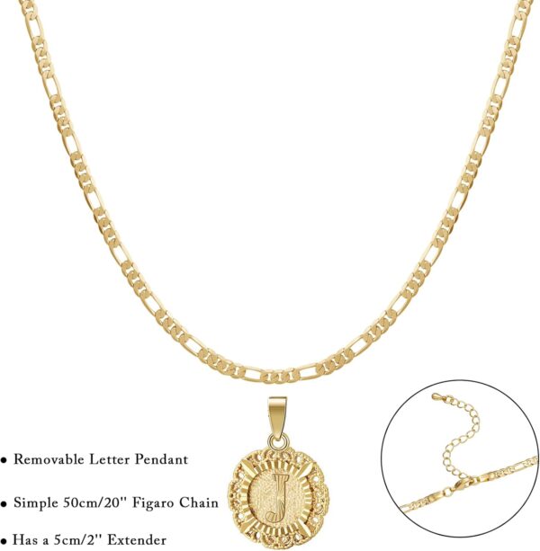 KissYan Initial Necklaces for Women, 14K Gold Plated Round Letter Pendant Capital Monogram Necklace Alphabets from A-Z Figaro Chain Jewelry - Image 8