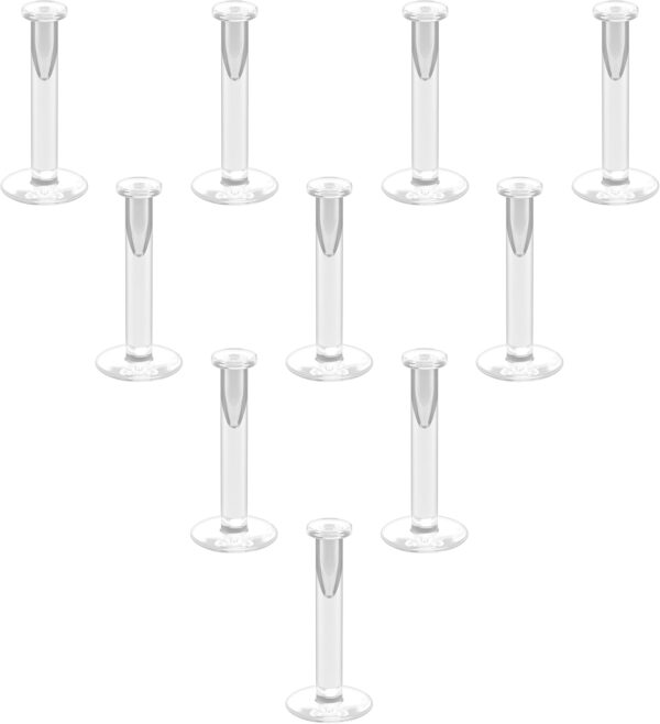16g Clear Earrings for Sports, Work, Surgery - Bioflex Labret Clear Piercing Retainers 10pc Set - Plastic Clear Piercings Stud Earrings for Cartilage Helix Tragus Lip Medusa Monroe (6mm, 8mm, 10mm, 12mm) - Image 10